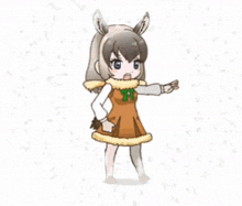 a cartoon drawing of a donkey girl in a furry dress