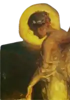 a painting of a man with a halo around his head