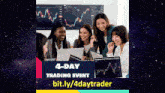 a poster for a 4-day trading event with a group of women
