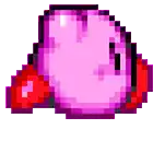 a pixel art drawing of kirby from the video game kirby .