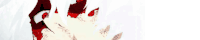 a close up of a person 's face with blood on it and white hair .