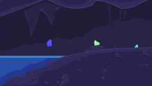 a cartoon drawing of a cave with a smiley face in the middle