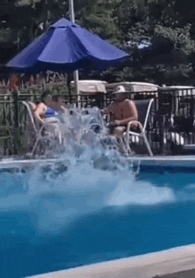Old Man Falling Into Pool In Reverse Elderly Man Falling Into Pool In Reverse GIF
