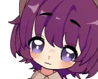 a cartoon girl with purple hair and purple eyes