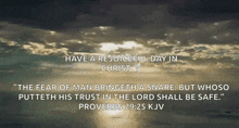 a picture of a cloudy sky with a quote from the bible .