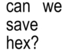 a white background with the words " can we save hex " on it