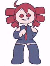 a cartoon of a girl with red hair and a blue dress