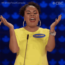 a woman with a name tag that says christen