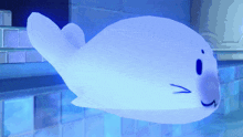a blue whale with a smiley face on it