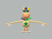 a 3d model of a cartoon character with a green hat on