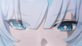 a anime girl with white hair and blue eyes
