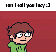 a cartoon of a boy with the words can i call you lucy