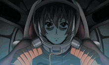 a girl in a space suit with the letter d on her face
