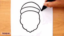 a person is drawing a santa claus head with a marker on a piece of paper
