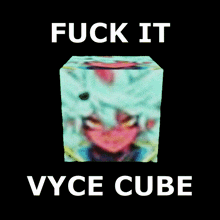 a picture of a cube with the words fuck it vyce cube on it