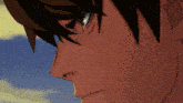 a close up of a man 's face with his eyes closed
