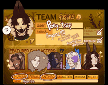 a poster for team fossils with a bunch of cartoon characters