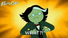 a cartoon character in a suit and bow tie is asking what .