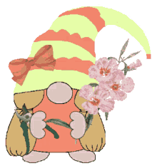 spring gnome gardening flowers