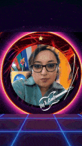 a woman in a circle with the words voz & canto written on it