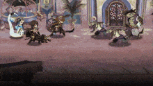 a group of cartoon characters are fighting each other in a room