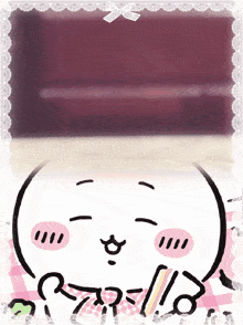 a cartoon drawing of a pig with a pencil in its mouth with the letters r and l on it