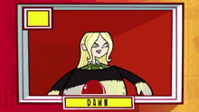 a cartoon character with the name dawn on the bottom