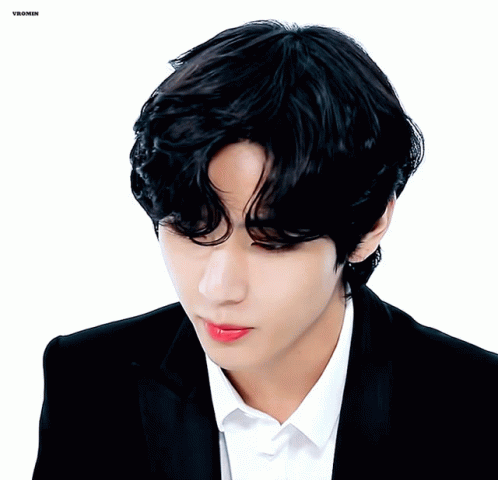 usedcat982 Handsome darkhaired male Seethrough perm Korean male  matchless eyes His eyes are the size of BTS Kim Taehyung Like the  shoulder length of Kim Seokjin of BTS The background is school