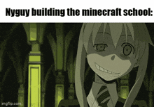a girl in a suit and tie is making a funny face in a minecraft scene .