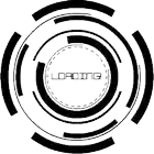 a black and white circle with the words loading in the middle