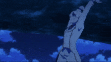 a man in a white coat is looking up at the sky