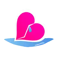a pink heart with a drop of water in the middle