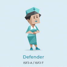 a cartoon of a nurse with the name defender on it