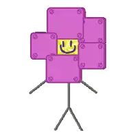 a purple flower with a yellow face and a smiley face on it 's head .