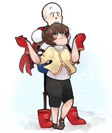 a drawing of papyrus carrying a girl on his back