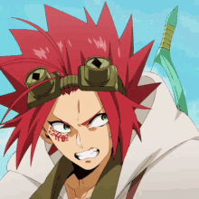 a cartoon character with red hair has a tattoo on his face