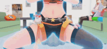 a computer generated image of a girl with a star on her waist