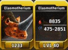 a screenshot of a video game with elasmotherium and lvl40