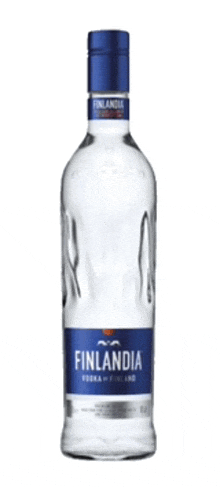 a bottle of finlandia vodka with a blue cap on a white background