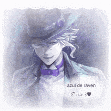 a picture of a man with the name azul de raven written on it