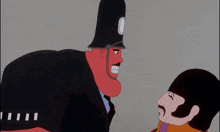 a cartoon of a man in a black hat and a yellow submarine