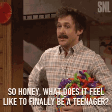 So Honey What Does It Feel Like To Finally Be A Teenager Ryan Gosling GIF - So Honey What Does It Feel Like To Finally Be A Teenager Ryan Gosling Saturday Night Live GIFs