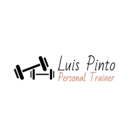 a logo for luis pinto personal trainer shows a dumbbell