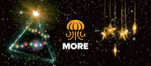 a picture of a christmas tree and stars with the word more in the middle
