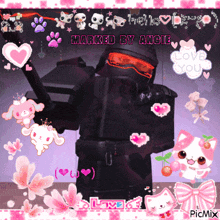 a picture of a robot with the words marked by ancie written above it