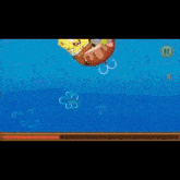 spongebob and patrick are hanging from a rope in the ocean
