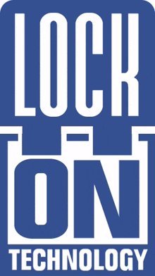 a blue sign that says lock on technology on it