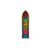 a stained glass window with a rainbow of colors on it