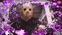 a picture of jason voorhees with purple hearts and stars