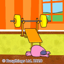 busythings pink man workout strong weights